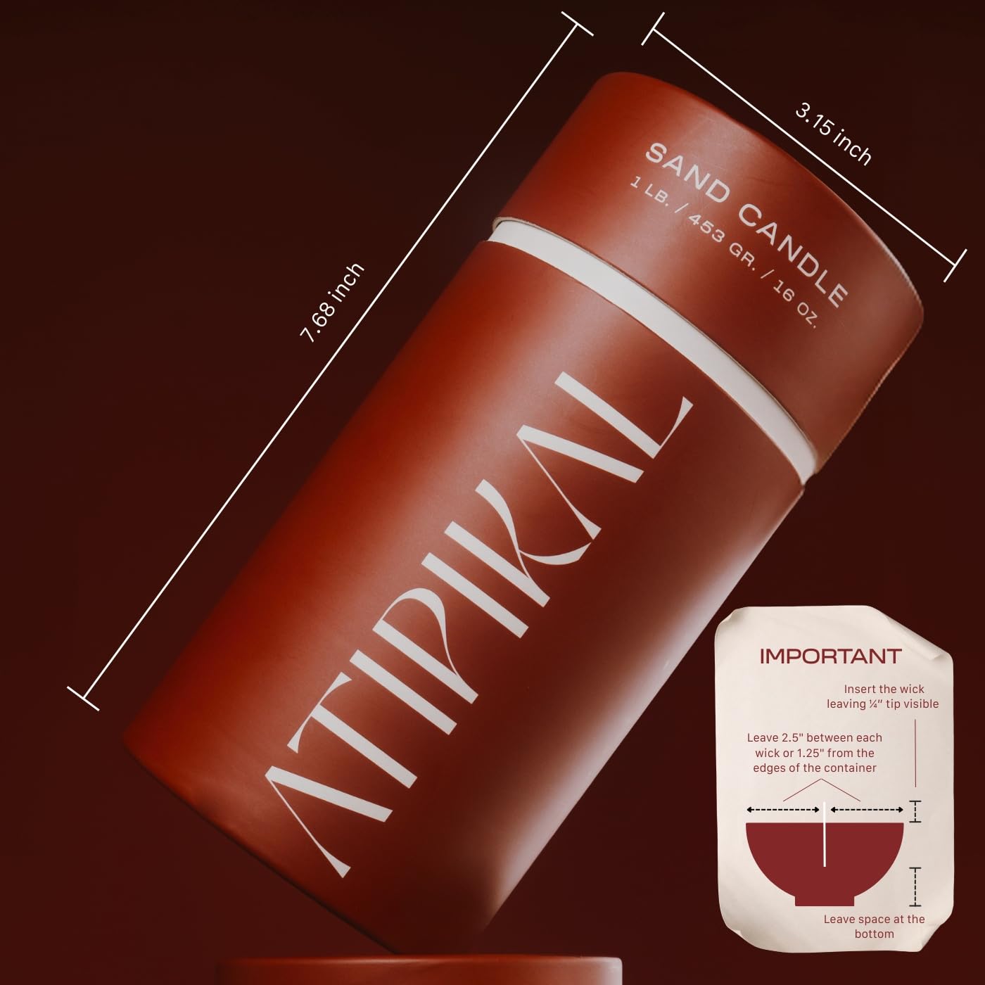 ATIPIKAL self-extinguishing sand candle adds safety for gatherings.