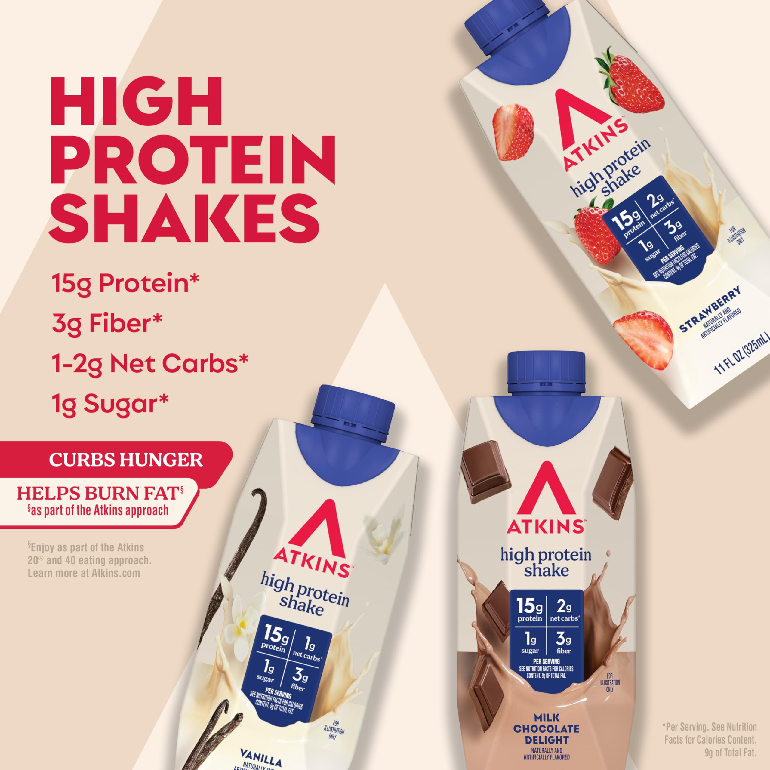 Atkins Best Sellers Vanilla Shake 4ct bottle image for busy mornings