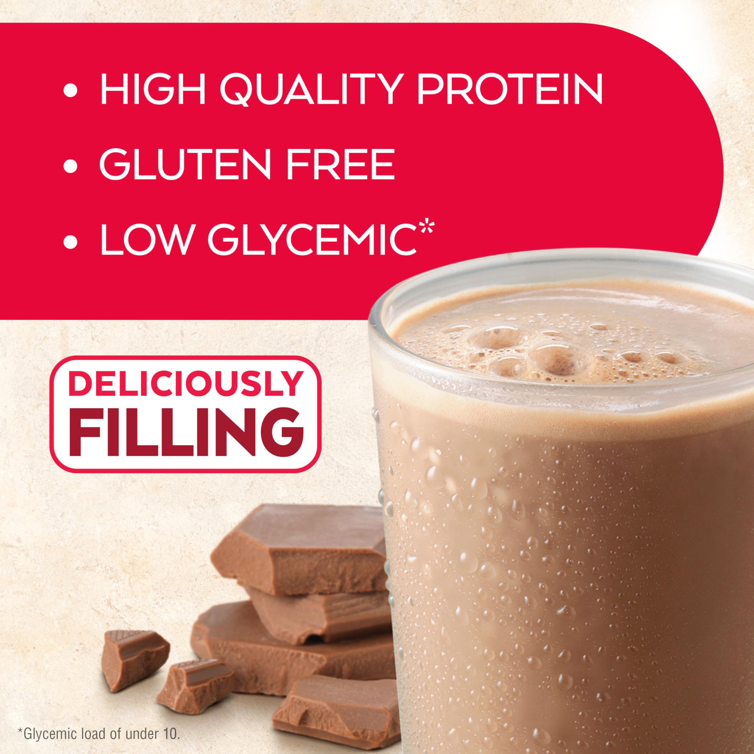 Atkins Nutrition panel close-up emphasizing 23g protein and 4g net carbs.