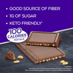 Atkins Endulge Crunchalicious bar, crisp texture, satisfying bite with 1g sugar.
