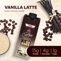 Atkins Iced Coffee Vanilla Latte bottle back with nutrition panel