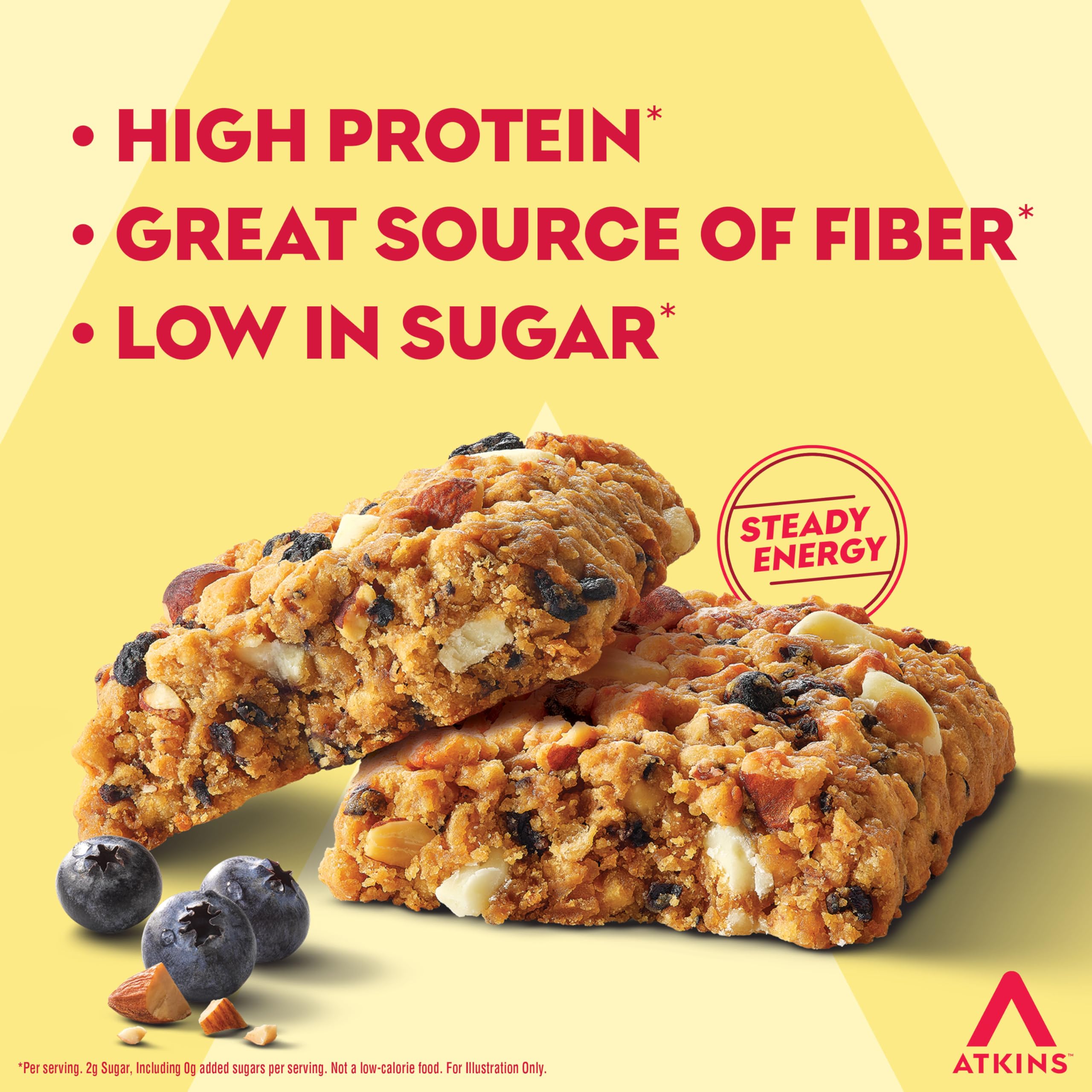 Atkins Soft Baked Blueberry Bars on-the-go pack, ideal for desk, gym bag, or travel