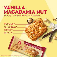 Close up of Atkins Vanilla Macadamia Bar texture and nut bits