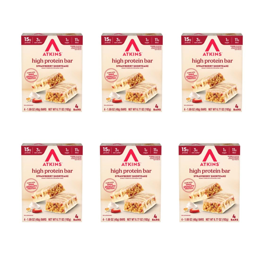 Atkins Strawberry Shortcake Bar packaging, keto-friendly snack on the go