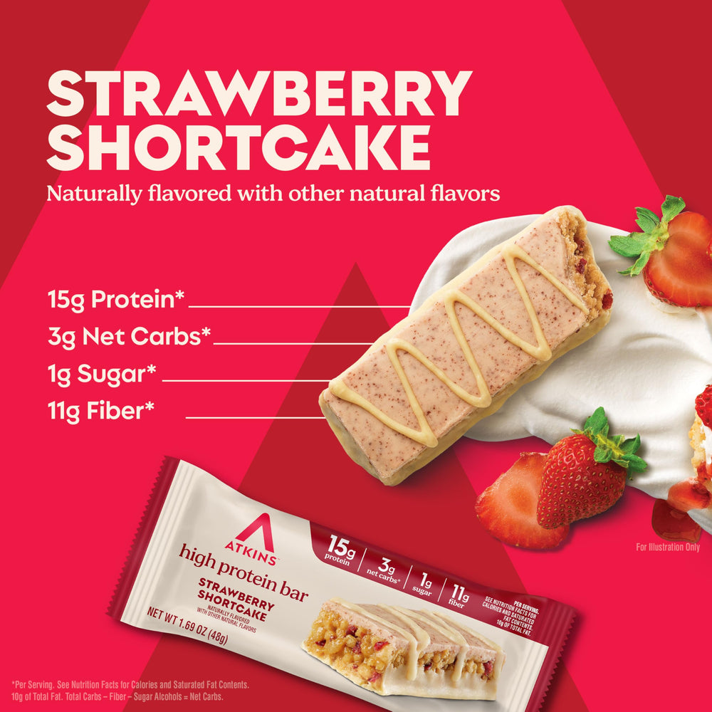 Atkins Strawberry Shortcake Bar wrapped, convenient post-workout fuel
