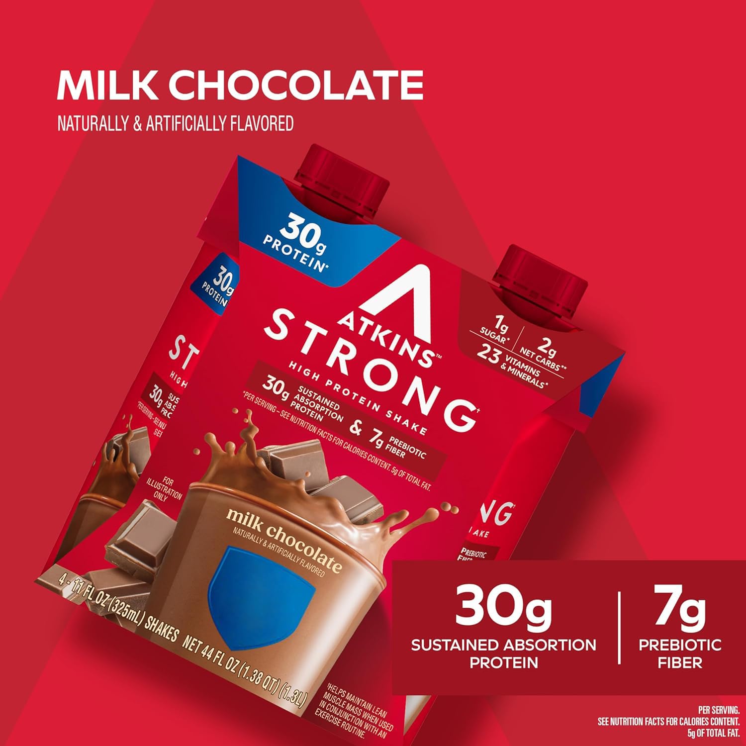 Atkins Strong label close-up highlighting nutrition and keto-friendly claim
