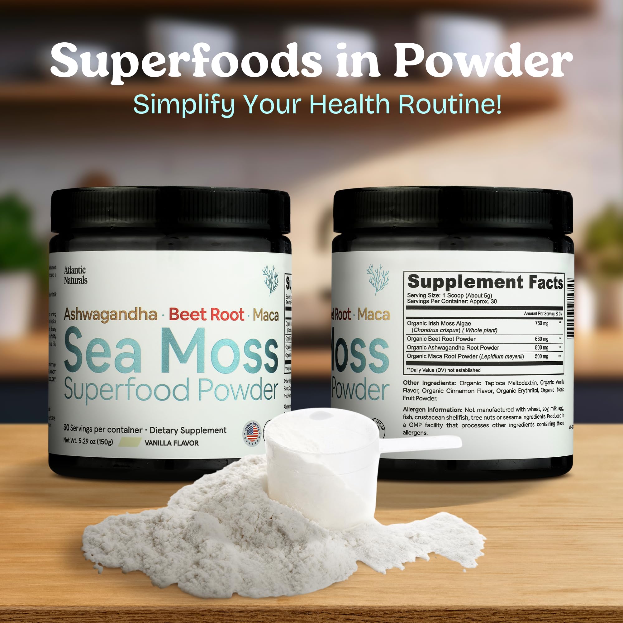 Atlantic Naturals maca root powder tin for energy and stamina