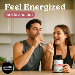 Atlantic Naturals Sea Moss with Beet Root packaging emphasizes premium quality and USA production.