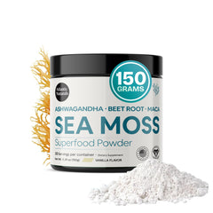Atlantic Naturals sea moss powder jar with vanilla for radiant skin hydration