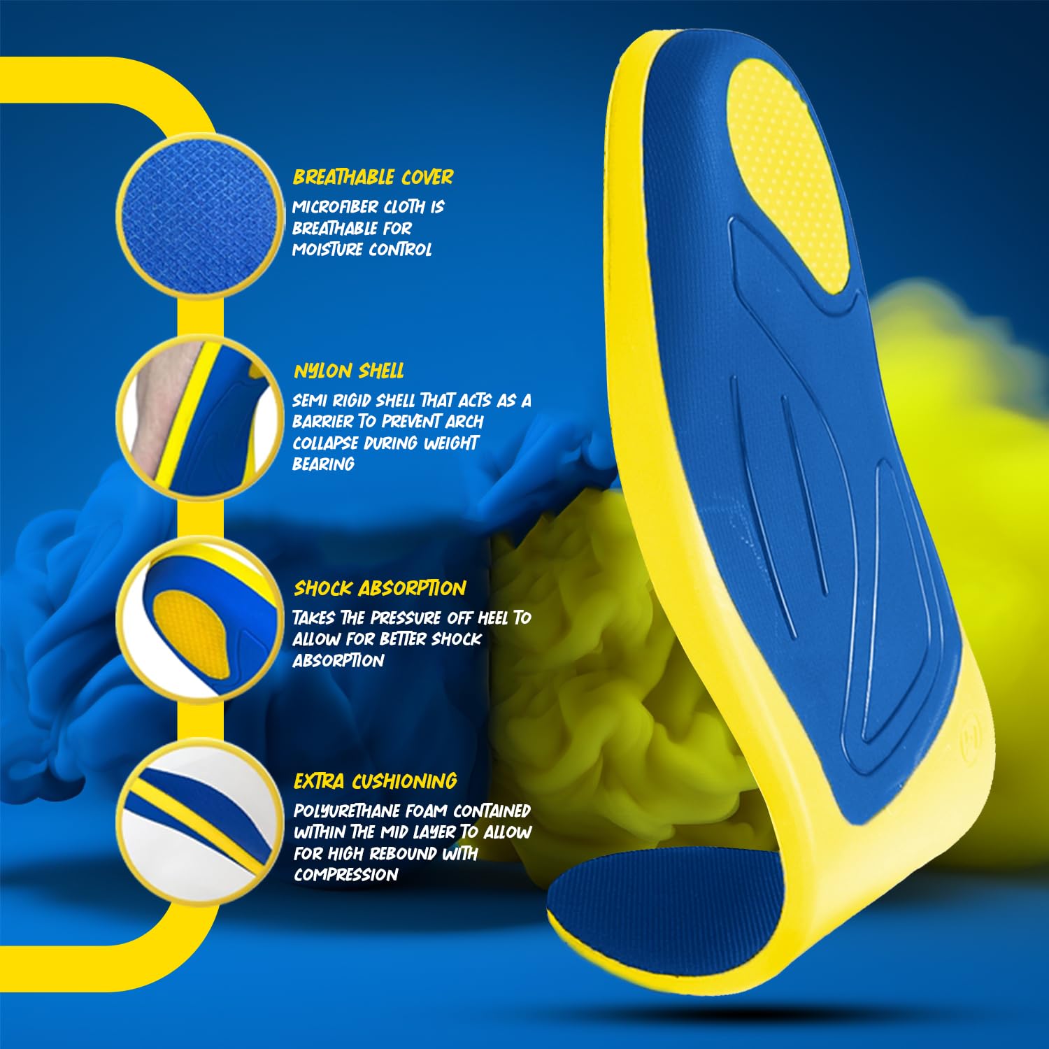 Atlas XL-fit arch support insoles for bigger sizes and stability.