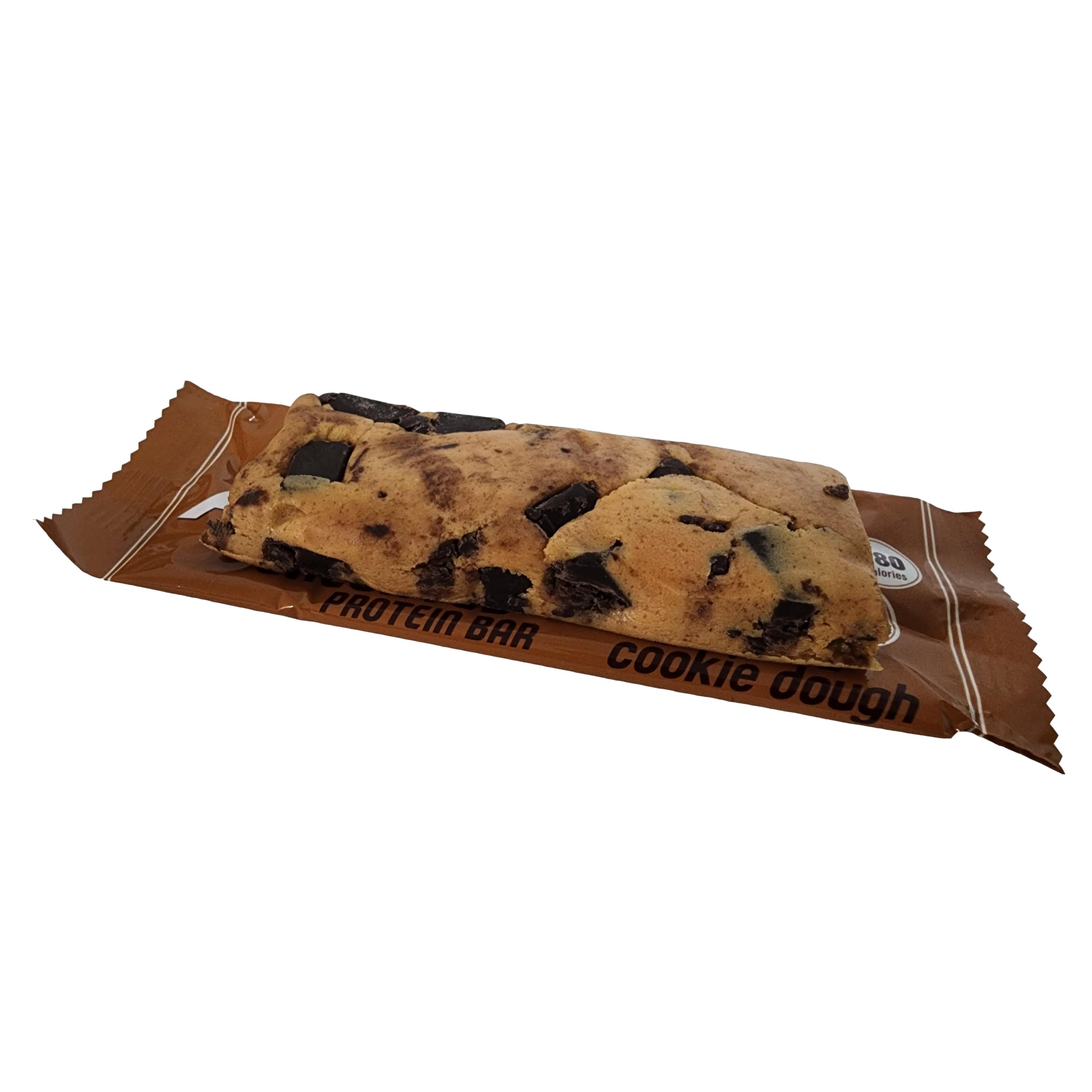 At Last! Cookie Dough Protein Bar texture and fiber image showcasing satiety support.