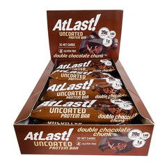 AtLast! packaging highlights 3g net carbs and 20g protein for on-the-go fueling.