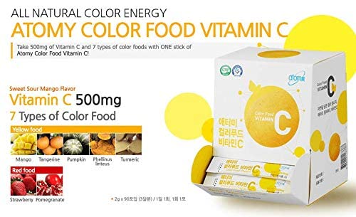 Scoop shows precise dosing of ATOMY Colorfood Vitamin C powder
