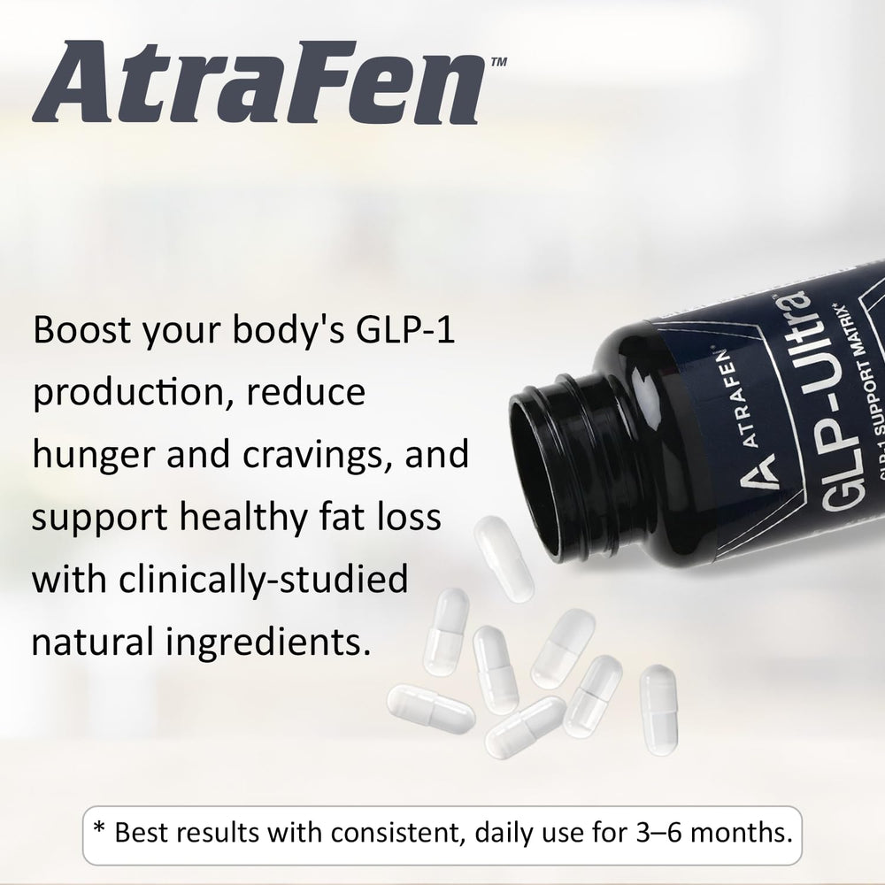 Atrafen GLP Ultra label close-up highlighting ingredients and quality cues.