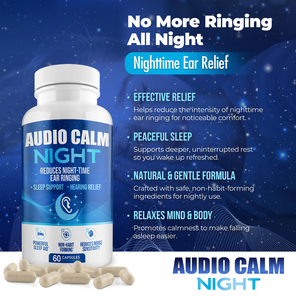 Close-up of Audio Calm Night capsules pouring into a hand