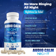 Close-up of Audio Calm Night capsules pouring into a hand