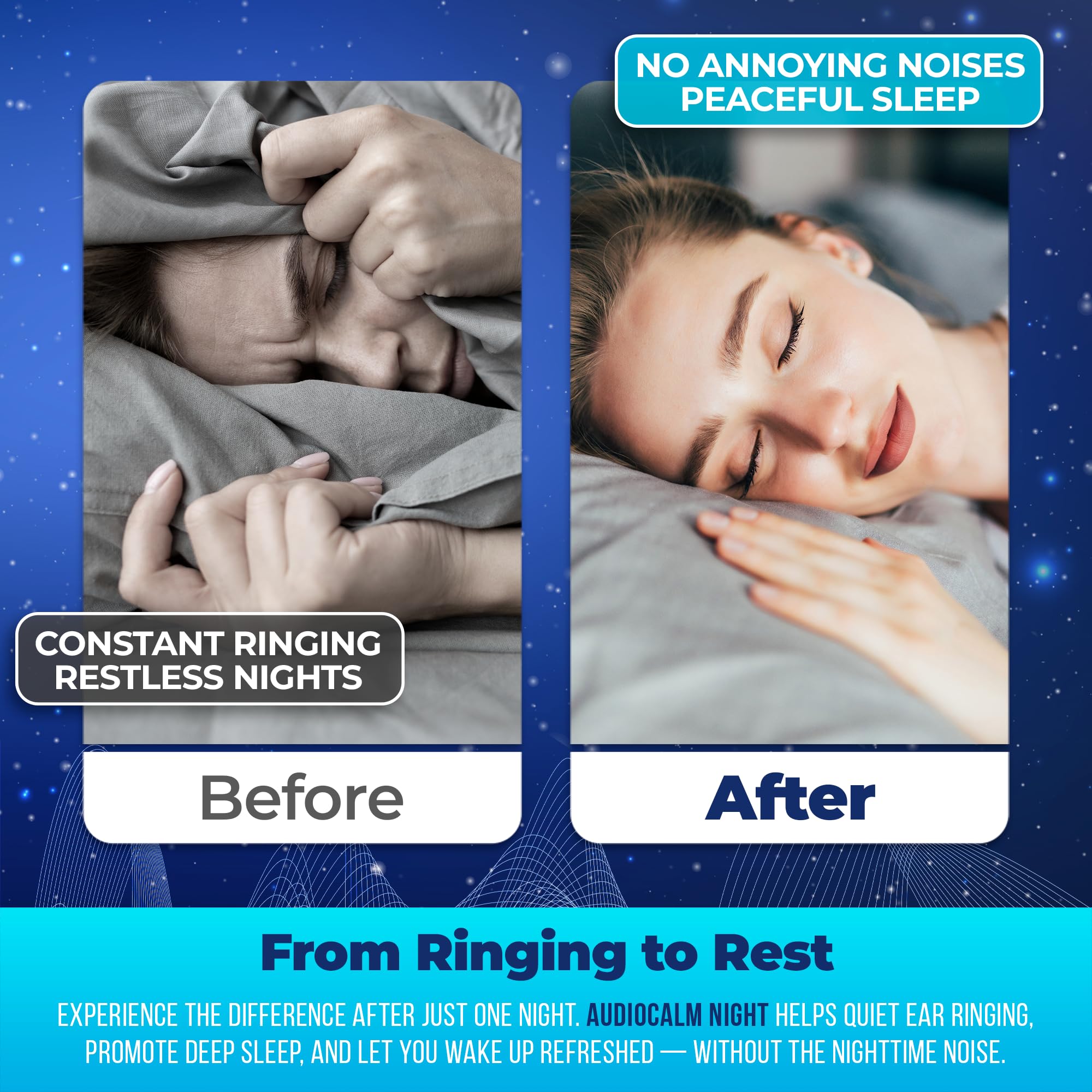Soft Audio Calm Night capsules resting on a surface