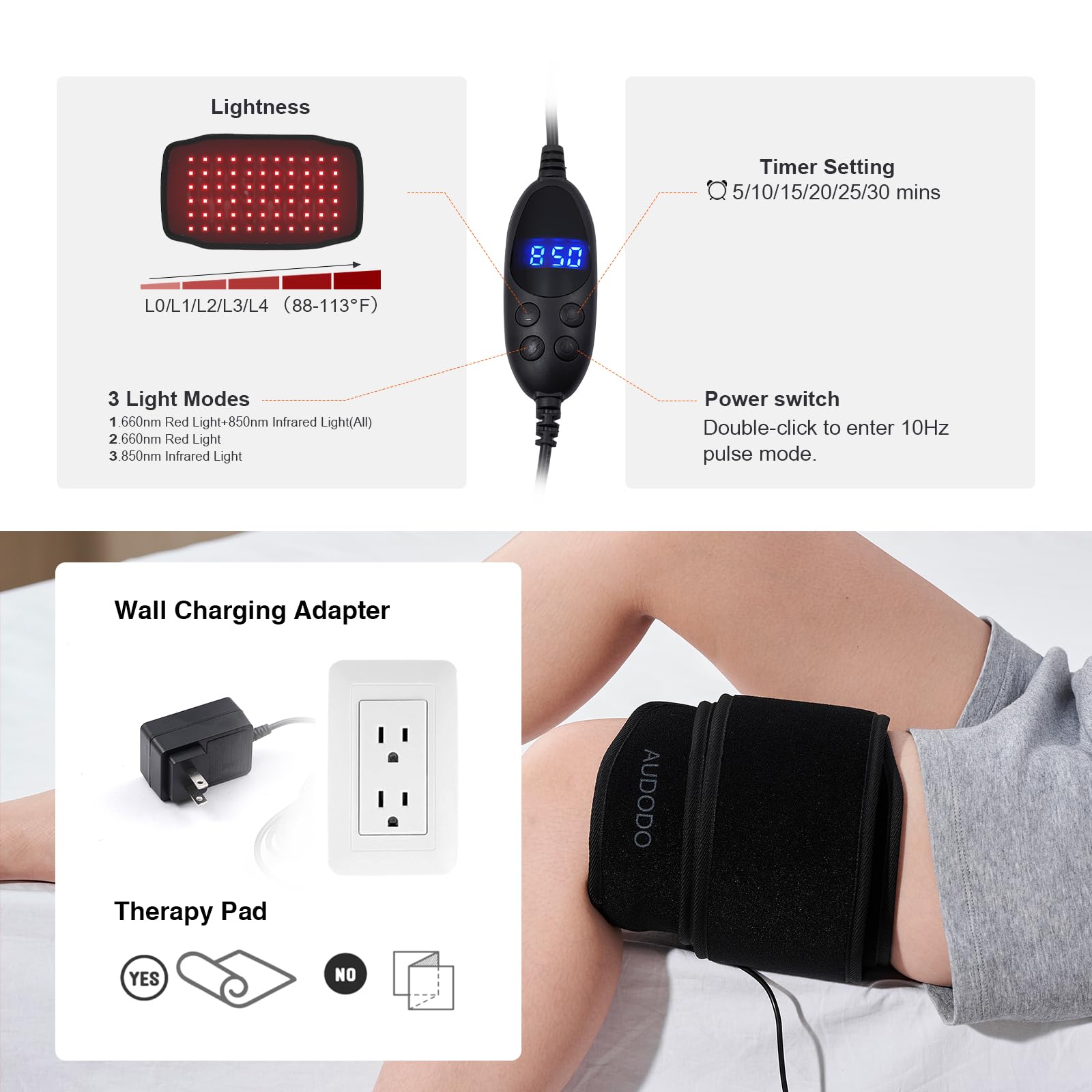 AUDODO infrared wrap safety features including auto shut-off