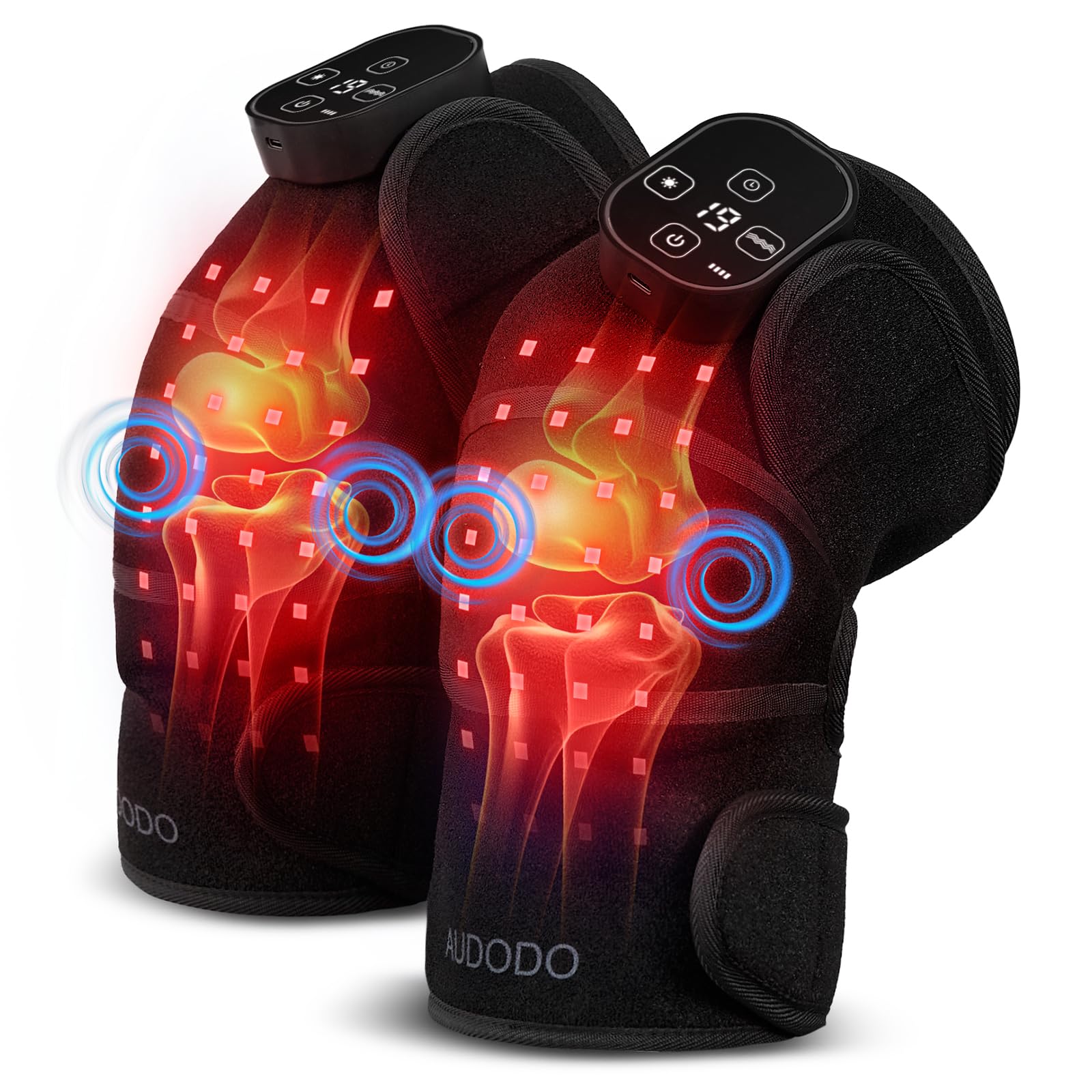 AUDODO red light knee brace in action provides soothing joint comfort.