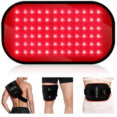 Audodo red light therapy belt wrapped on back showing targeted warmth and relaxation