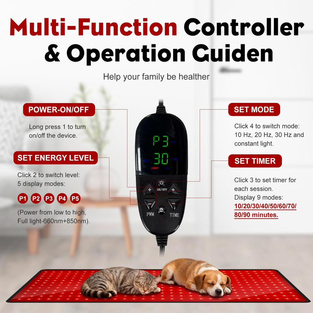 AUDODO red light therapy mat five-power-levels four-modes customize sessions.
