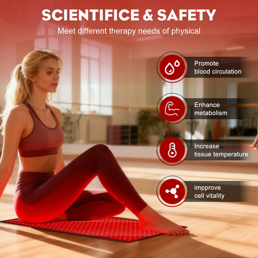 AUDODO red light therapy mat wearable adjustable fit supports targeting multiple body areas.