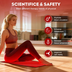 AUDODO red light therapy mat wearable adjustable fit supports targeting multiple body areas.