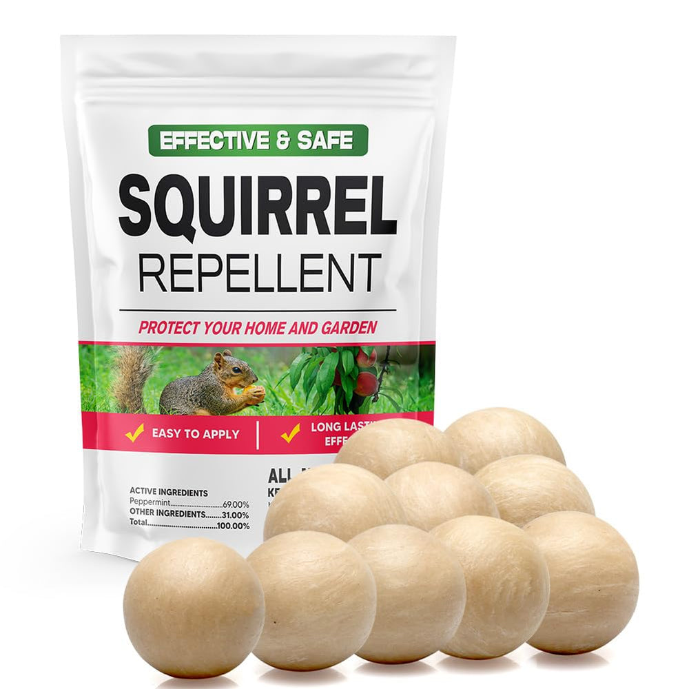 AUDQQM Squirrel Repellent ball-pack deters squirrels in garden and yard.