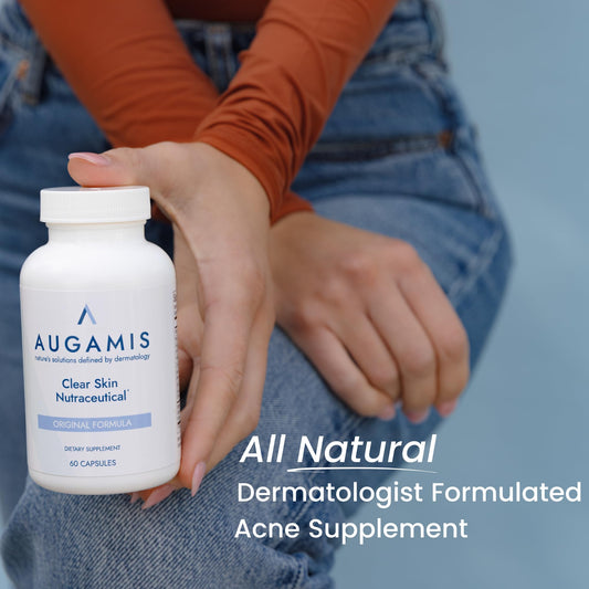 Augamis capsules close-up highlighting a DIM-free formula for hormonal support