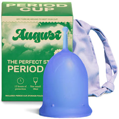 August Period Cup close-up highlighting 36 mL capacity for longer wear