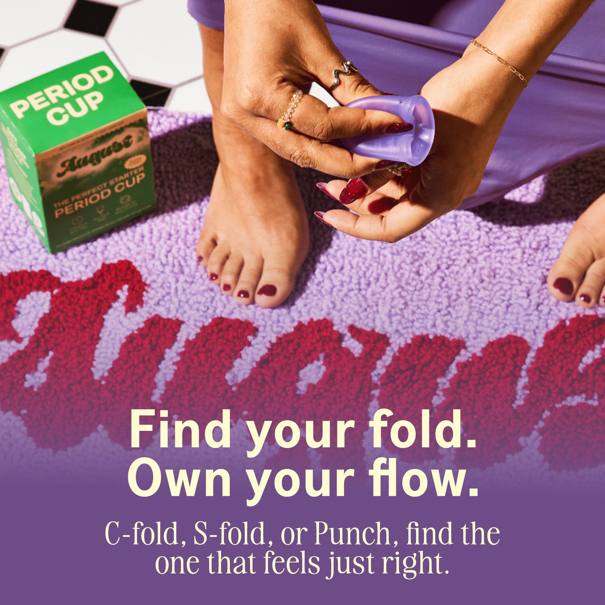 August Period Cup flexible silicone demonstrates easy insertion with folds