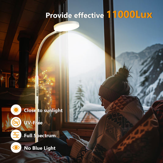 A Aulaidik lamp delivering 11000 lux near-sunlight for brighter days.