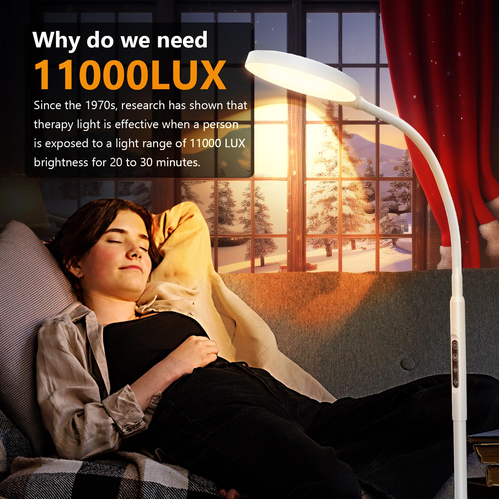 Aulaidik therapy lamp with remote control for convenient adjustments.