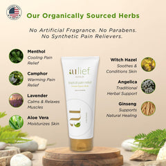 Aulief Gold cream texture close-up for fast-absorbing, non-greasy relief.