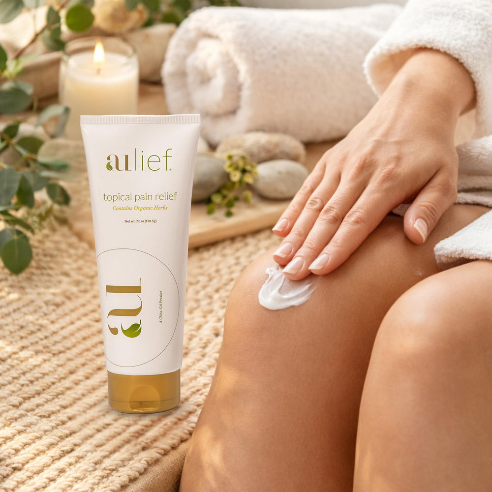 Aulief Gold menthol and camphor blend explains cooling relief during use.