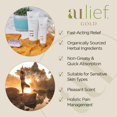 Aulief Gold quick absorption without residue on skin.