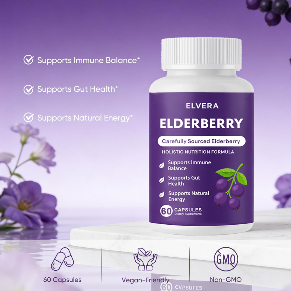 Aultink Elvera elderberry softcaps capsules close-up for gentle daily digestion.