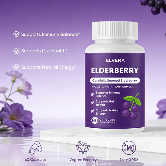 Aultink Elvera elderberry softcaps capsules close-up for gentle daily digestion.