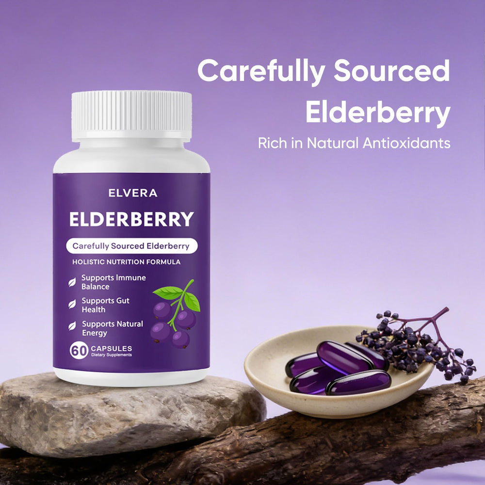 Aultink Elvera elderberry softcaps with zinc and vitamin C for immune balance.