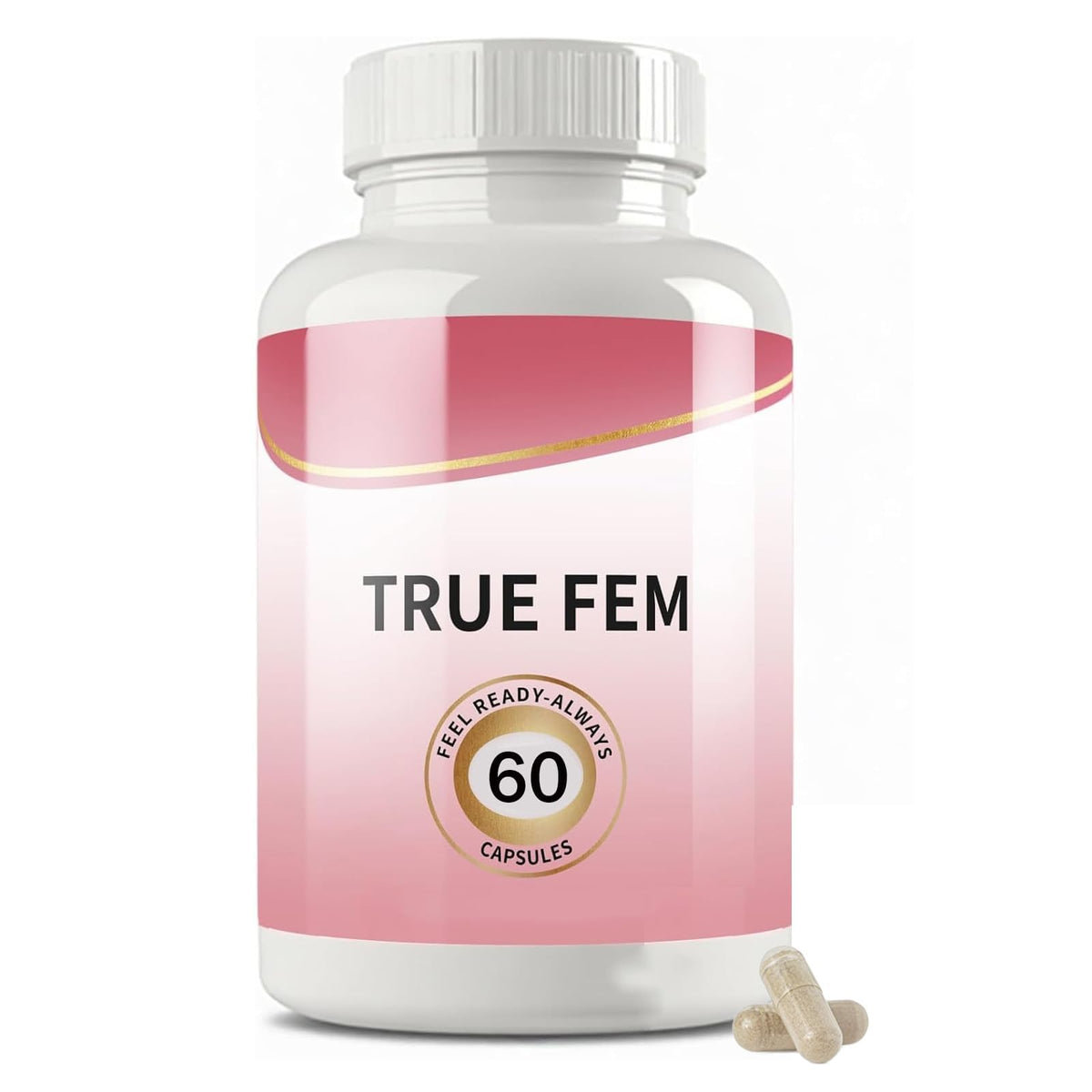 Aultink True Fem bottle and capsules for daily feminine probiotic support.