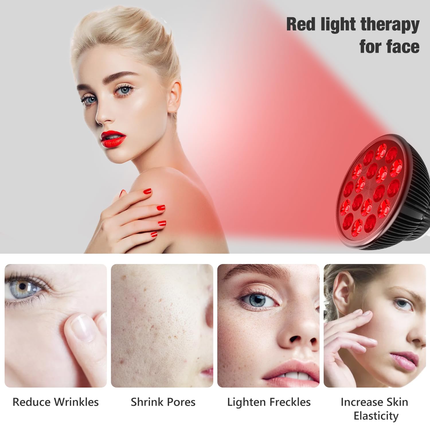 Aumtrly red light lamp, adjustable height from 15 to 61 inches for versatility