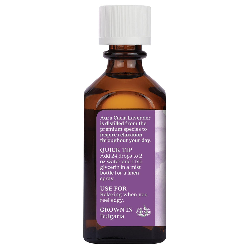 Diffuser with Aura Cacia lavender aroma filling the room.