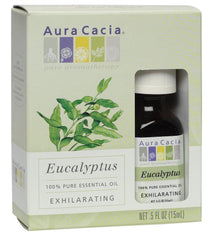 Aura Cacia eucalyptus oil bottle 24-pack, ready for aromatherapy and diffusion.