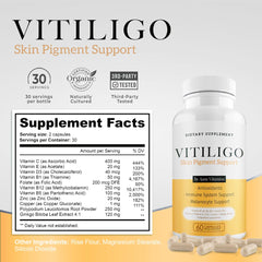 Aura Vitamins Dermawonder Vitiligo label reveals ingredients and antioxidant blend.