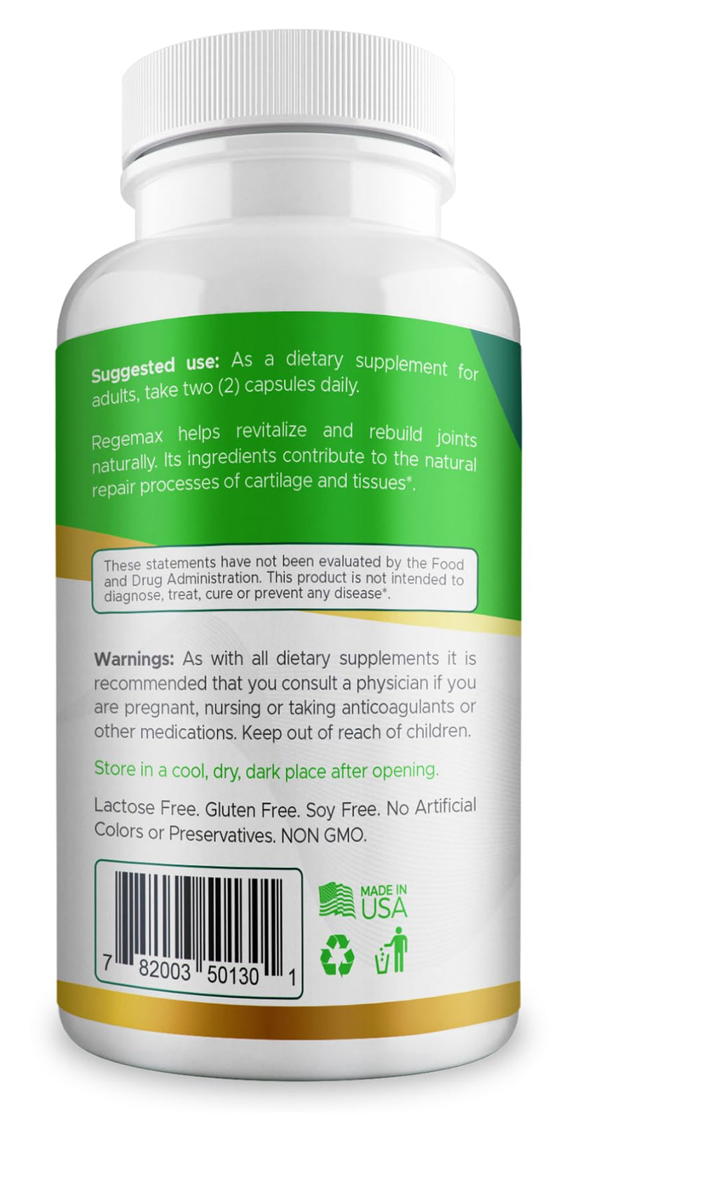 AURA VITAMINS REGEMAX gluten-free and non-GMO badge on label