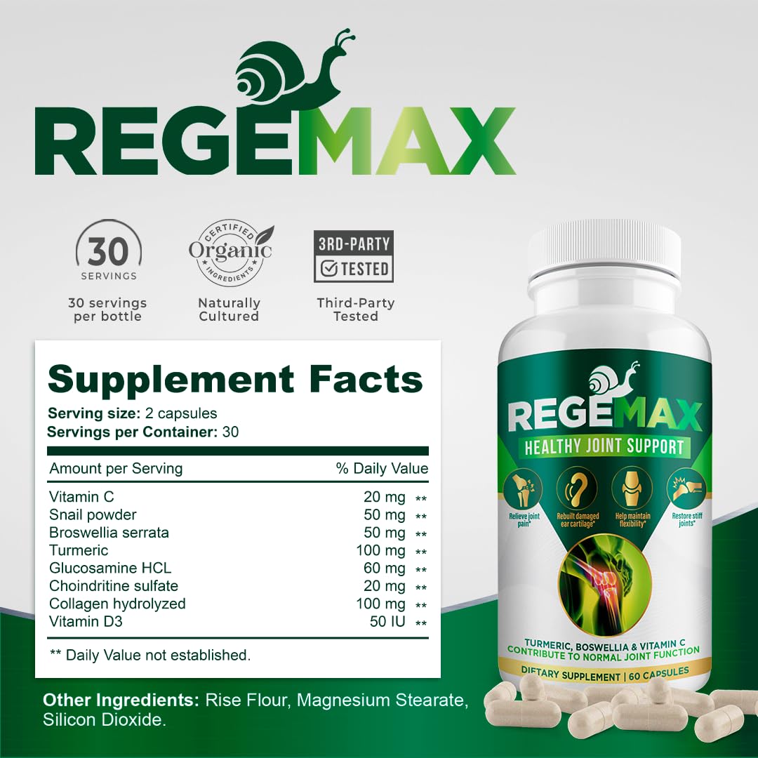 Aura Vitamins Regemax packaging box communicates trust and quality for ongoing joint health.