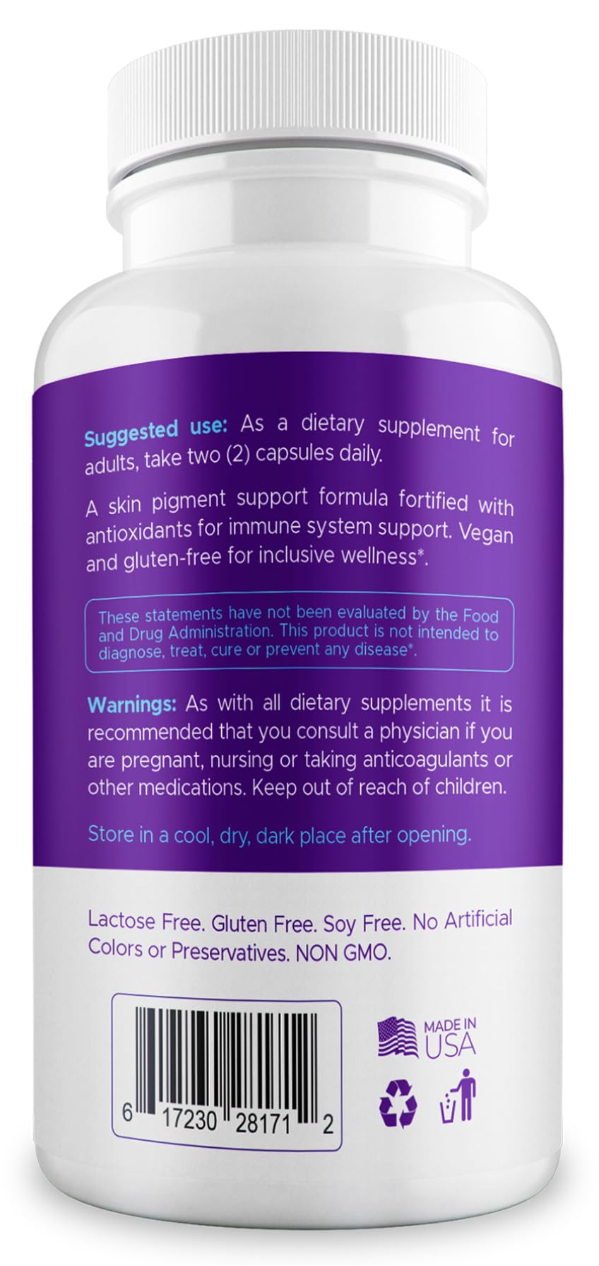 Aura Vitamins Vitiligo Capsules packaging materials highlight eco-friendly design.