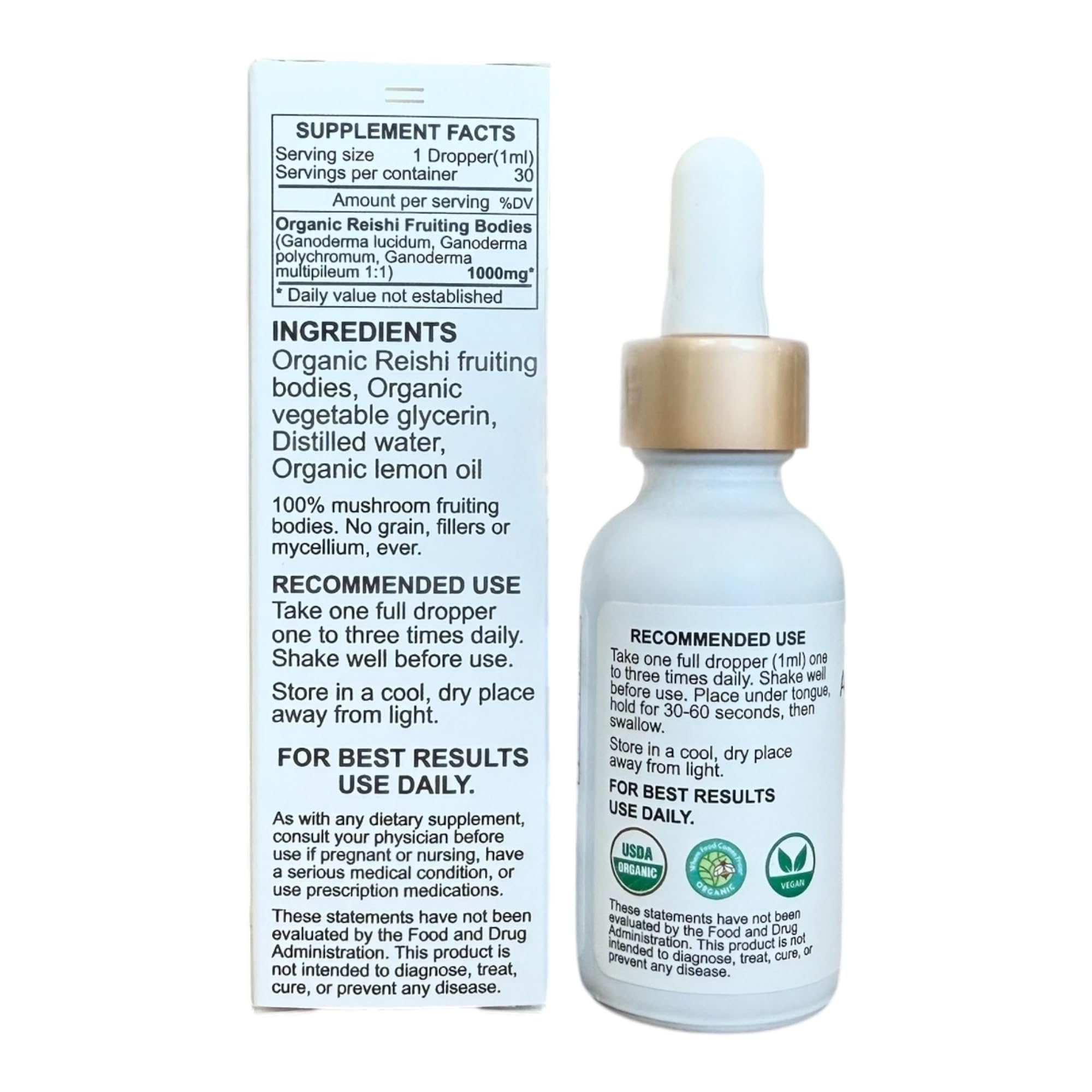 Pipette dropper releasing Auraganics tincture into glass for daily use.