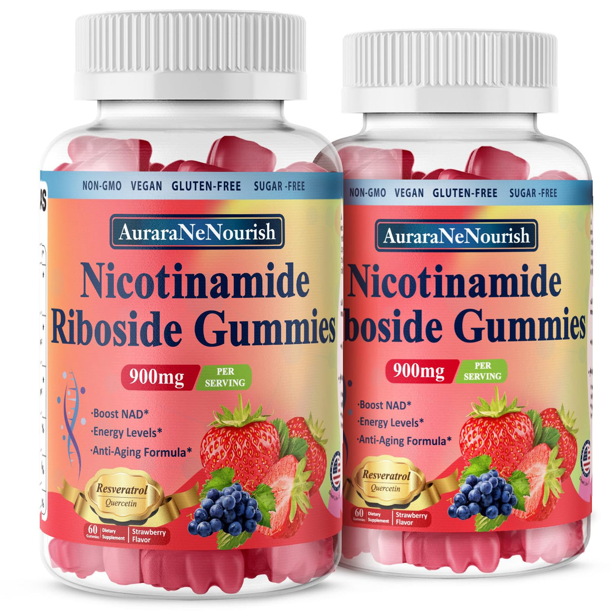 AuraraNeNourish NAD Resveratrol bottle highlights a high-potency daily option