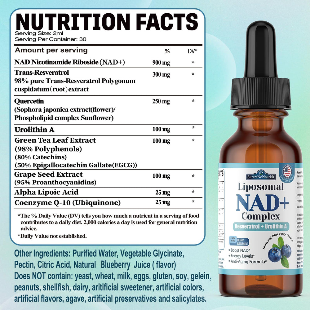 AuraraNeNourish 120ml NAD+ bottle indicating 60-day supply